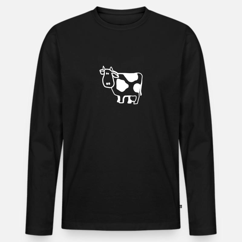 Kuh - Männer Premium Bio Langarmshirt - Schwarz