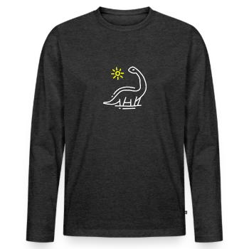 Dinosaurier - Männer Premium Bio Langarmshirt - Anthrazit meliert - Vorne - Nico (187cm)
