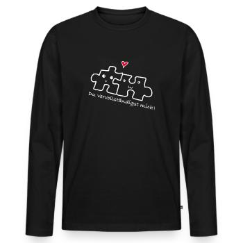 Amour relation couple - T-shirt manches longues Premium bio Homme - noir - Devant - Nico (187cm)