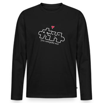Amour relation couple - T-shirt manches longues Premium bio Homme - noir - Devant - Nico (187cm)