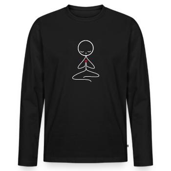 meditation - Men's Premium Organic Long Sleeve Shirt - black - Front - Nico (187cm)