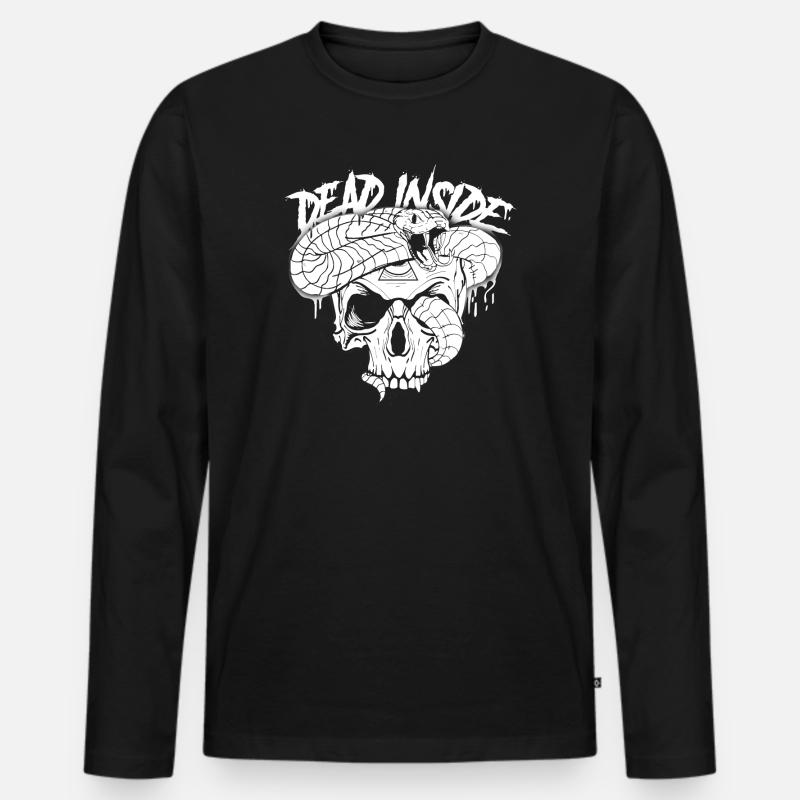 Totenkopf mit Graffiti Haardesign - Männer Premium Bio Langarmshirt - Schwarz
