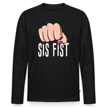 Faust - Schwester Faust - Box - Boxen - Männer Premium Bio Langarmshirt - Schwarz - Vorne - Nico (187cm)