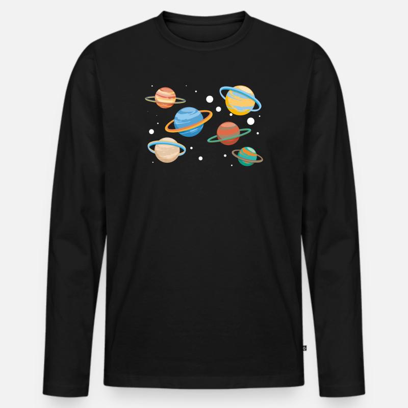 Saturn Planeten - Männer Premium Bio Langarmshirt - Schwarz
