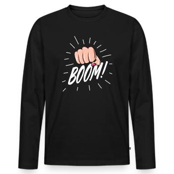 Strip Pop with female fist - Men's Premium Organic Long Sleeve Shirt - black - Front - Nico (187cm)