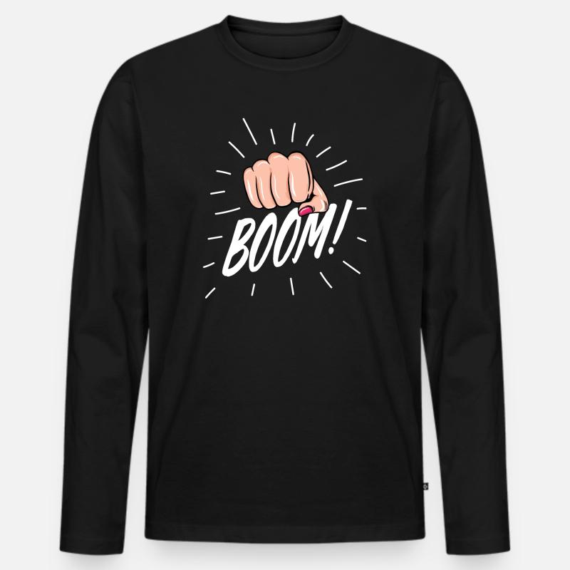 Strip Pop mit weiblicher Faust - Männer Premium Bio Langarmshirt - Schwarz