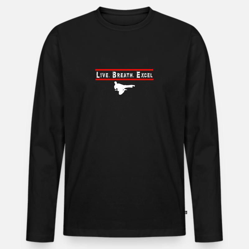 Motivationsprint mit Akrobatikfigur - Männer Premium Bio Langarmshirt - Schwarz