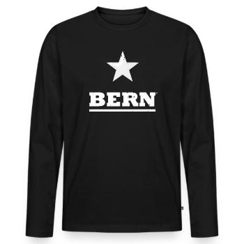 BERN - Männer Premium Bio Langarmshirt - Schwarz - Vorne - Nico (187cm)