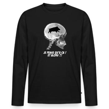 Je pense qu'a ça ! - T-shirt manches longues Premium bio Homme - noir - Devant - Nico (187cm)