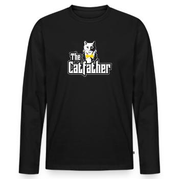 The Catfather I Katzen Dad Geschenk I Maine Coon - Männer Premium Bio Langarmshirt - Schwarz - Vorne - Nico (187cm)