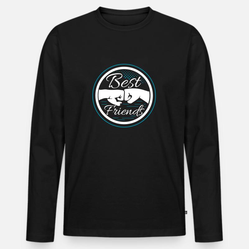 Beste Freunde Fäuste Badge - Männer Premium Bio Langarmshirt - Schwarz