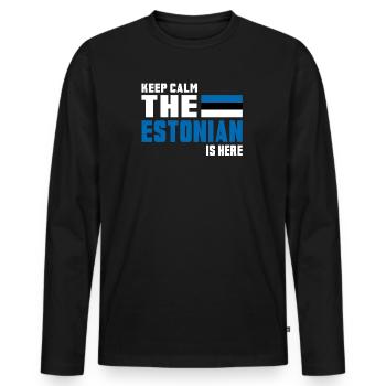 Keep calm Estonia / Gift Tallinn Eastern Europe - Men's Premium Organic Long Sleeve Shirt - black - Front - Nico (187cm)