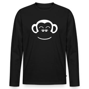 Affe Affengesicht Gorilla Menschenaffe Tiergesicht - Männer Premium Bio Langarmshirt - Schwarz - Vorne - Nico (187cm)