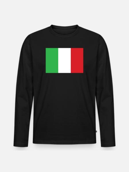 Italy Flag Vertical Design - Men's Premium Organic Long Sleeve Shirt - black