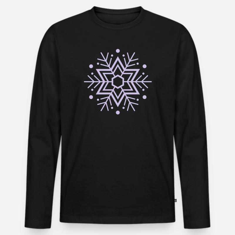schneeflocke - Männer Premium Bio Langarmshirt - Schwarz