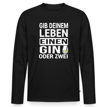 GIN - Männer Premium Bio Langarmshirt - Schwarz - Vorne - Nico (187cm)