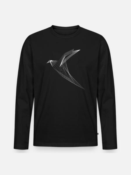 Lignes géométriques Oiseaux Minimal Design - T-shirt manches longues Premium bio Homme - noir