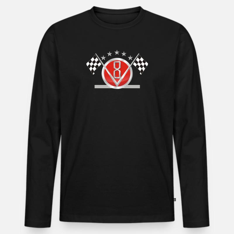 V8 - Männer Premium Bio Langarmshirt - Schwarz