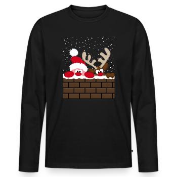 Santa & Rudolph - Men's Premium Organic Long Sleeve Shirt - black - Front - Nico (187cm)