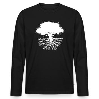tree roots white - Männer Premium Bio Langarmshirt - Schwarz - Vorne - Nico (187cm)