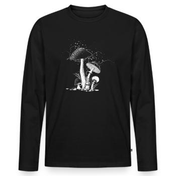 four mushrooms - Men's Premium Organic Long Sleeve Shirt - black - Front - Nico (187cm)