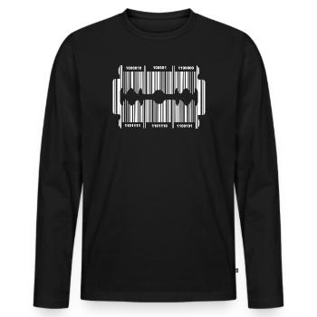 Razor blade with code - Men's Premium Organic Long Sleeve Shirt - black - Front - Nico (187cm)