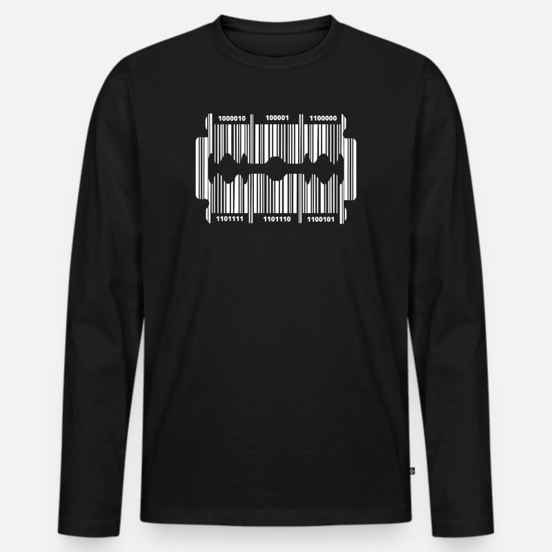 Rasierklinge mit Code - Männer Premium Bio Langarmshirt - Schwarz