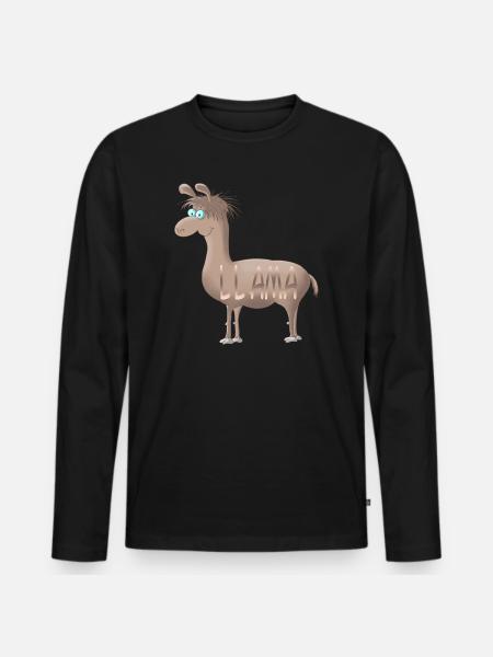 Llama - Men's Premium Organic Long Sleeve Shirt - black