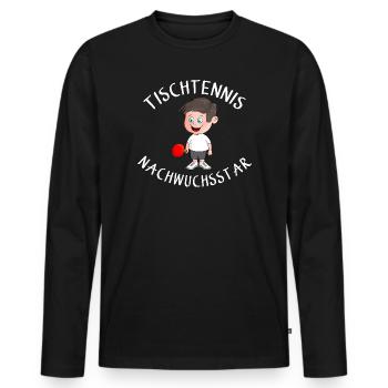 Tischtennisspieler Nachwuchs - Männer Premium Bio Langarmshirt - Schwarz - Vorne - Nico (187cm)