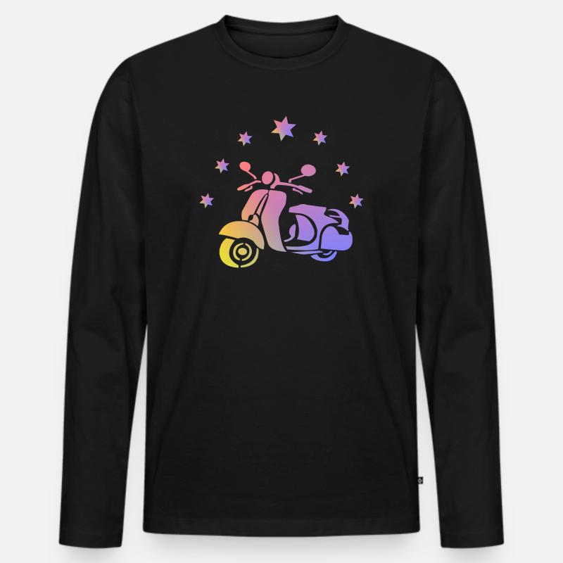 Retro Roller - Männer Premium Bio Langarmshirt - Schwarz