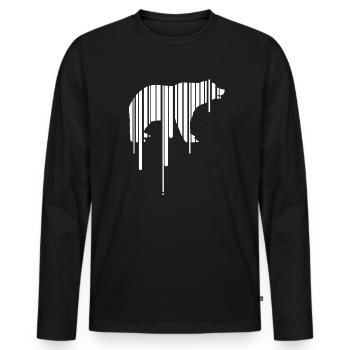 Ours polaire, Terre avec code-barres pour sauver la planète, démonstration climatique CO2 - T-shirt manches longues Premium bio Homme - noir - Devant - Nico (187cm)