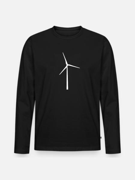 Wind Power Silhouette White - Men's Premium Organic Long Sleeve Shirt - black