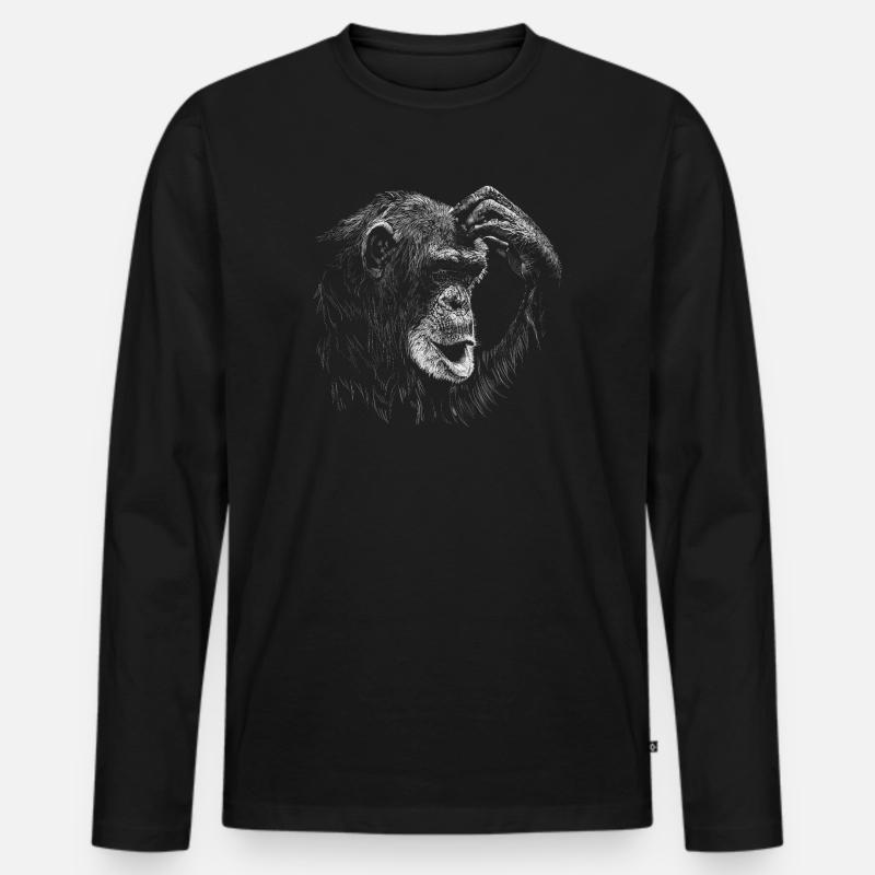 Affe - Männer Premium Bio Langarmshirt - Schwarz