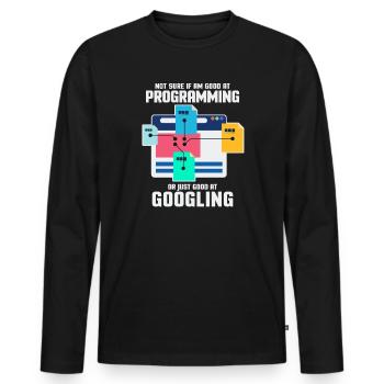 Programmer Programming IT Computer Gift - Men's Premium Organic Long Sleeve Shirt - black - Front - Nico (187cm)