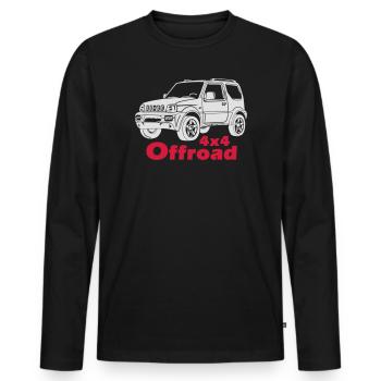 Jimny 4x4 Offroad Off Road Off-Road Allrad T-Shirt - Männer Premium Bio Langarmshirt - Schwarz - Vorne - Nico (187cm)