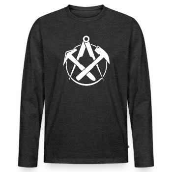 Dachdecker-Logo - Weiss - Männer Premium Bio Langarmshirt - Anthrazit meliert - Vorne - Nico (187cm)