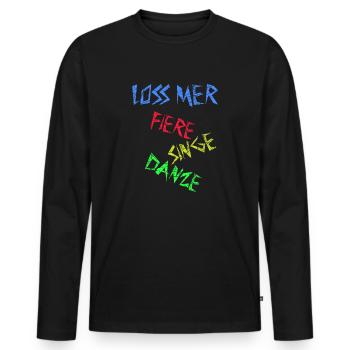 Loss mer fiere singe danze - Feiern Singen Tanzen - Männer Premium Bio Langarmshirt - Schwarz - Vorne - Nico (187cm)