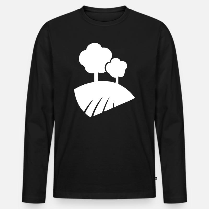 Landschaft mit Bäumen - Männer Premium Bio Langarmshirt - Schwarz