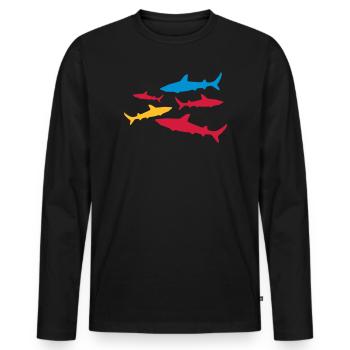 shark - Men's Premium Organic Long Sleeve Shirt - black - Front - Nico (187cm)