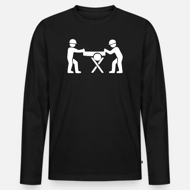 Sägen von Holz - Männer Premium Bio Langarmshirt - Schwarz