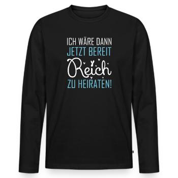 Bachelorette Party mariée marié mariage - T-shirt manches longues Premium bio Homme - noir - Devant - Nico (187cm)