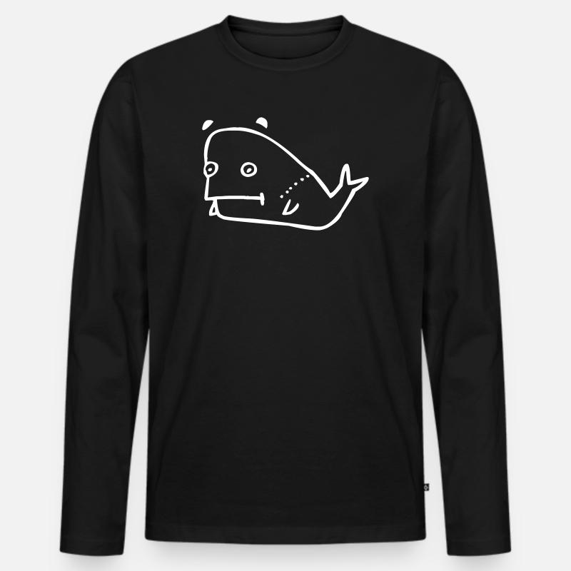 Wal Comic - Männer Premium Bio Langarmshirt - Schwarz