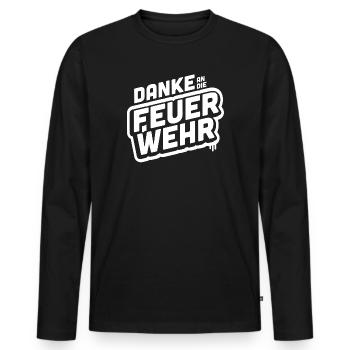 Thank you Fire Brigade - Fire Brigade Firefighter Thank you - Men's Premium Organic Long Sleeve Shirt - black - Front - Nico (187cm)