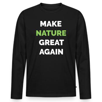 make nature great again climate protection symbol tree - Men's Premium Organic Long Sleeve Shirt - black - Front - Nico (187cm)