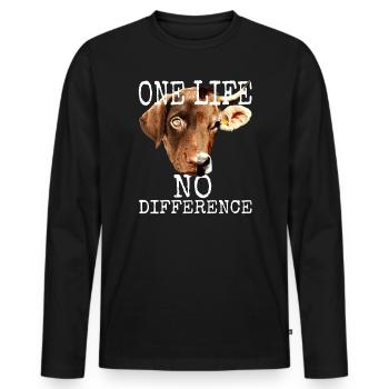 One Life No Difference Vegan Vegetan Tierschutz - T-shirt manches longues Premium bio Homme - noir - Devant - Nico (187cm)