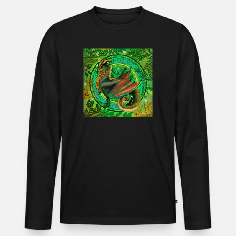 Waldgrüner Drache - Männer Premium Bio Langarmshirt - Schwarz