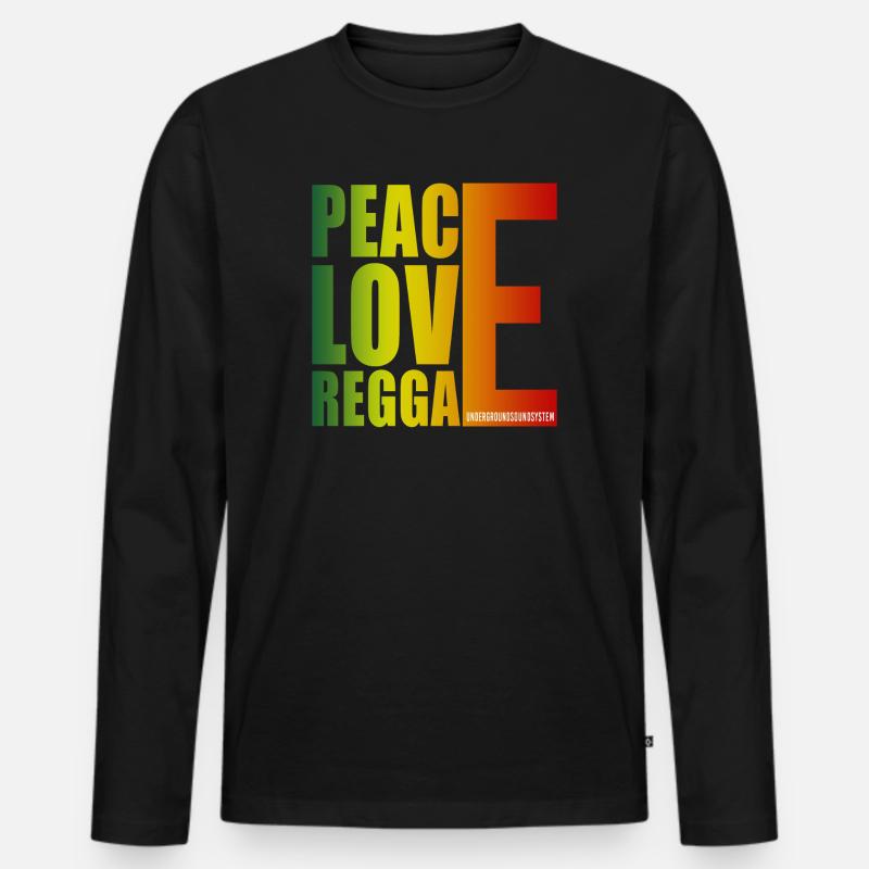 Peace Love Reggae Gradient - Männer Premium Bio Langarmshirt - Schwarz