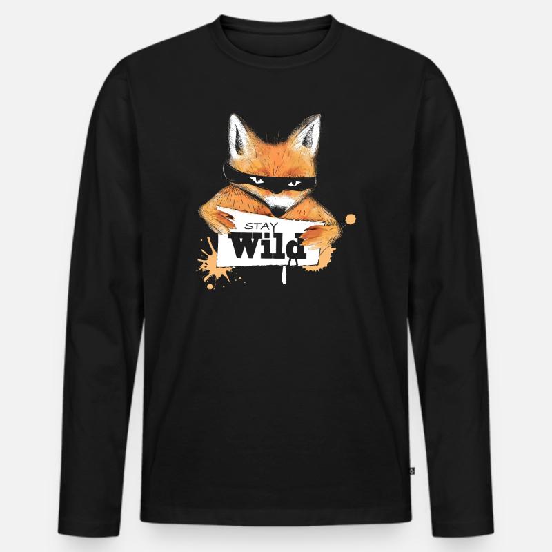 Fox with a message - Men's Premium Organic Long Sleeve Shirt - black