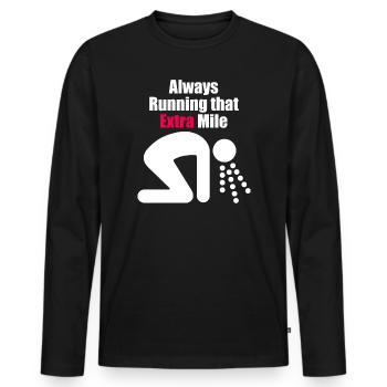 Always Running Extra Mile Funny Runner Shirt - Men's Premium Organic Long Sleeve Shirt - black - Front - Nico (187cm)