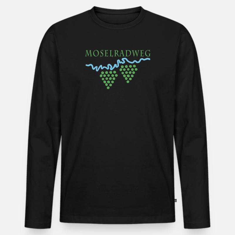 Moselradweg Traubenlinie - Männer Premium Bio Langarmshirt - Schwarz